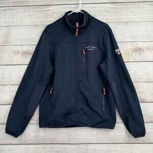 Jean Paul France Full Zip Fleece Jacket Womens Medium Navy Blue Embroidered